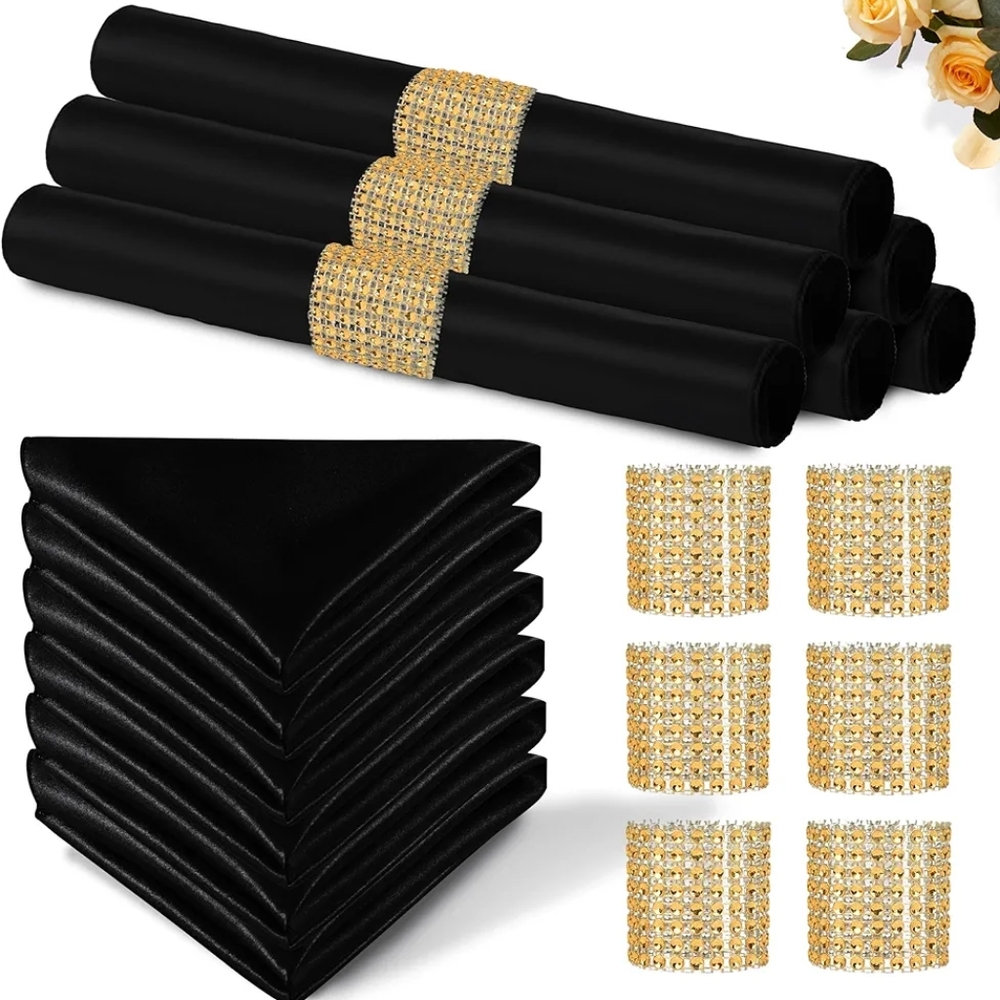 Free w/ Any Purchase Advise Seller 12 Napkins w/ Rings Black 17x17